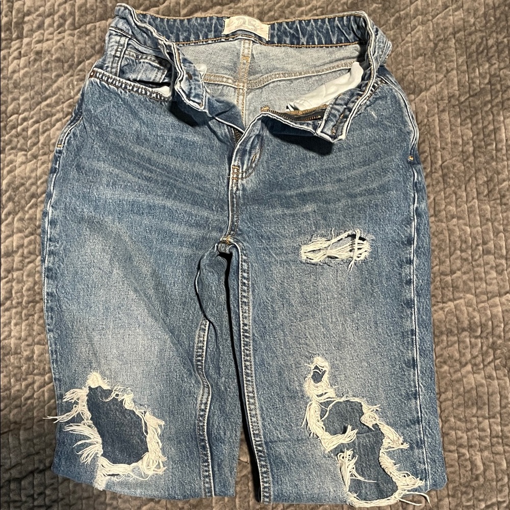 Free People Blue Distressed Boot Cut Jeans